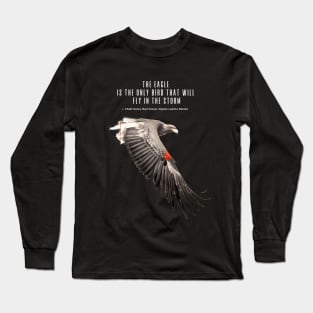 National Native American Heritage Month: "The eagle is the only bird that will fly in the storm..." — Chief Henry Red Cloud, Lakota on a dark (Knocked Out) background Long Sleeve T-Shirt